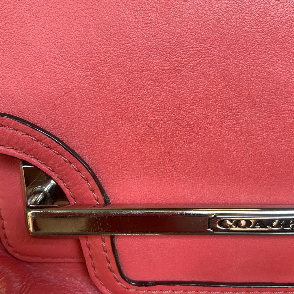 Coach Taylor Coral Leather Shoulder Bag GUC - Picture 7 of 8